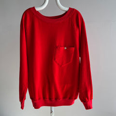 1980s Poppy Red Super Soft and Long Pocket Sweatshirt