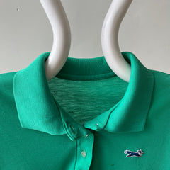 1970s/80s Blank Green Polo Style T Shirt - (Button Replaced)