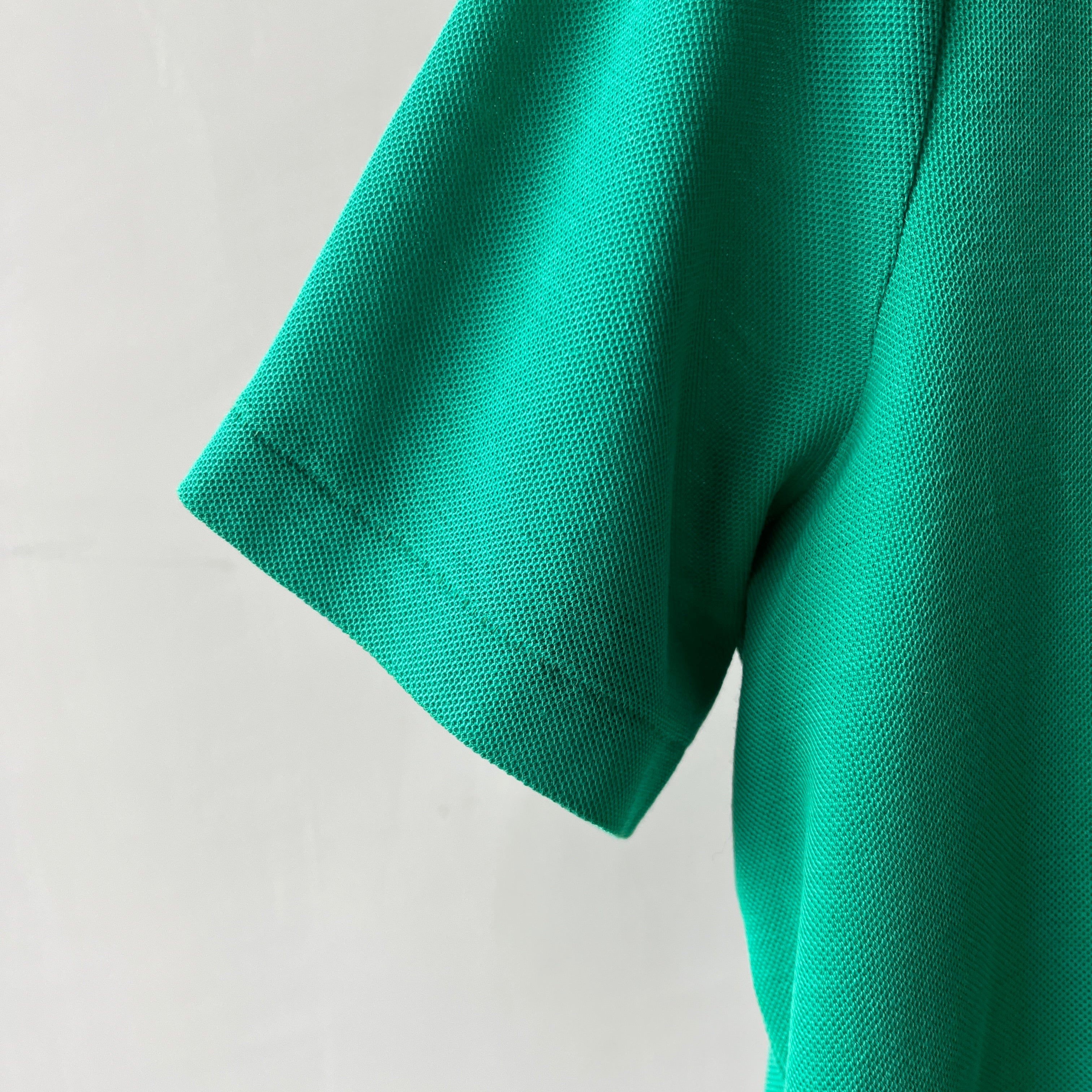 1970s/80s Blank Green Polo Style T Shirt - (Button Replaced)