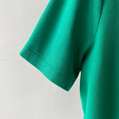 1970s/80s Blank Green Polo Style T Shirt - (Button Replaced)