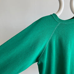 1970s Kelly Green Super Soft and Slouchy Raglan with Contrast Stitching