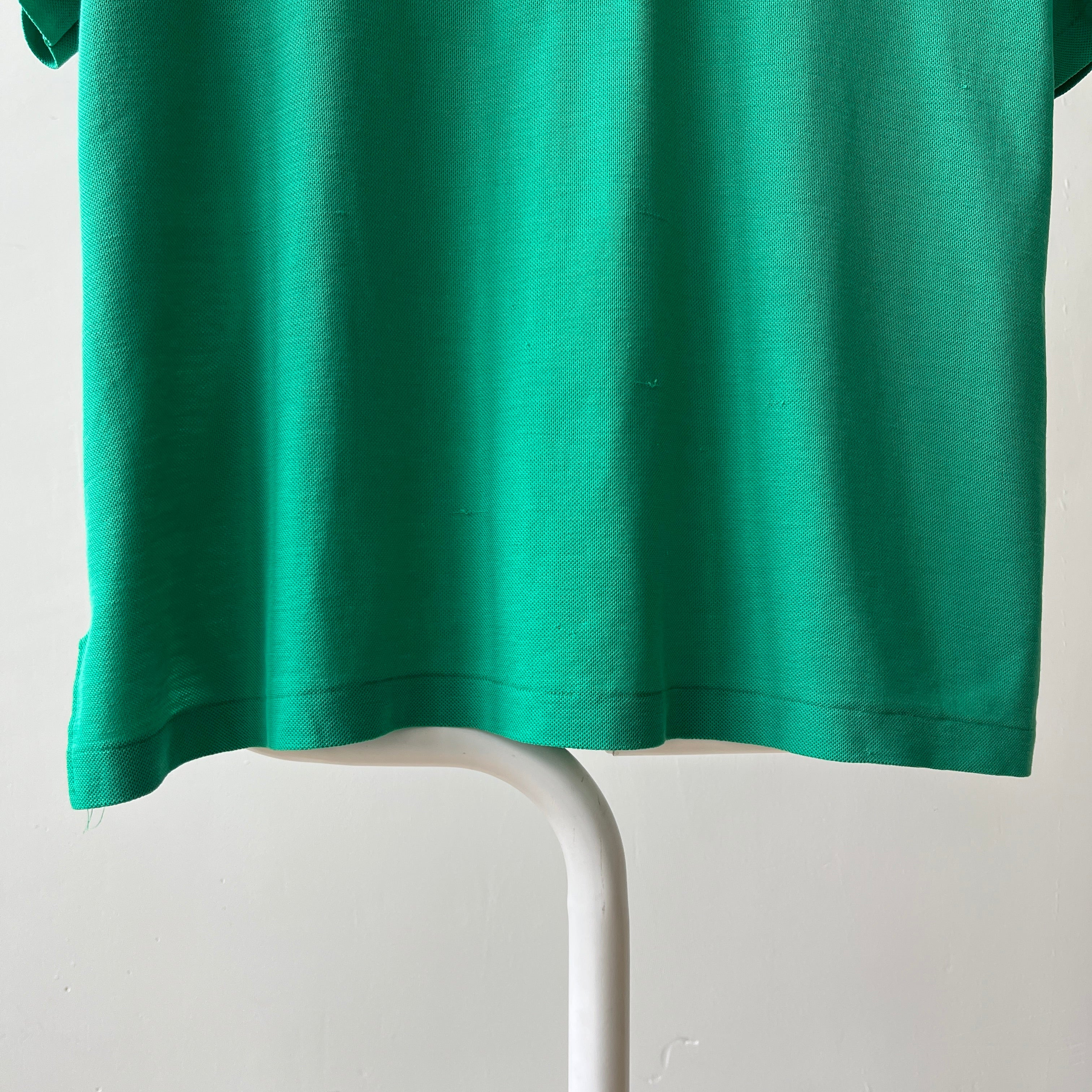 1970s/80s Blank Green Polo Style T Shirt - (Button Replaced)