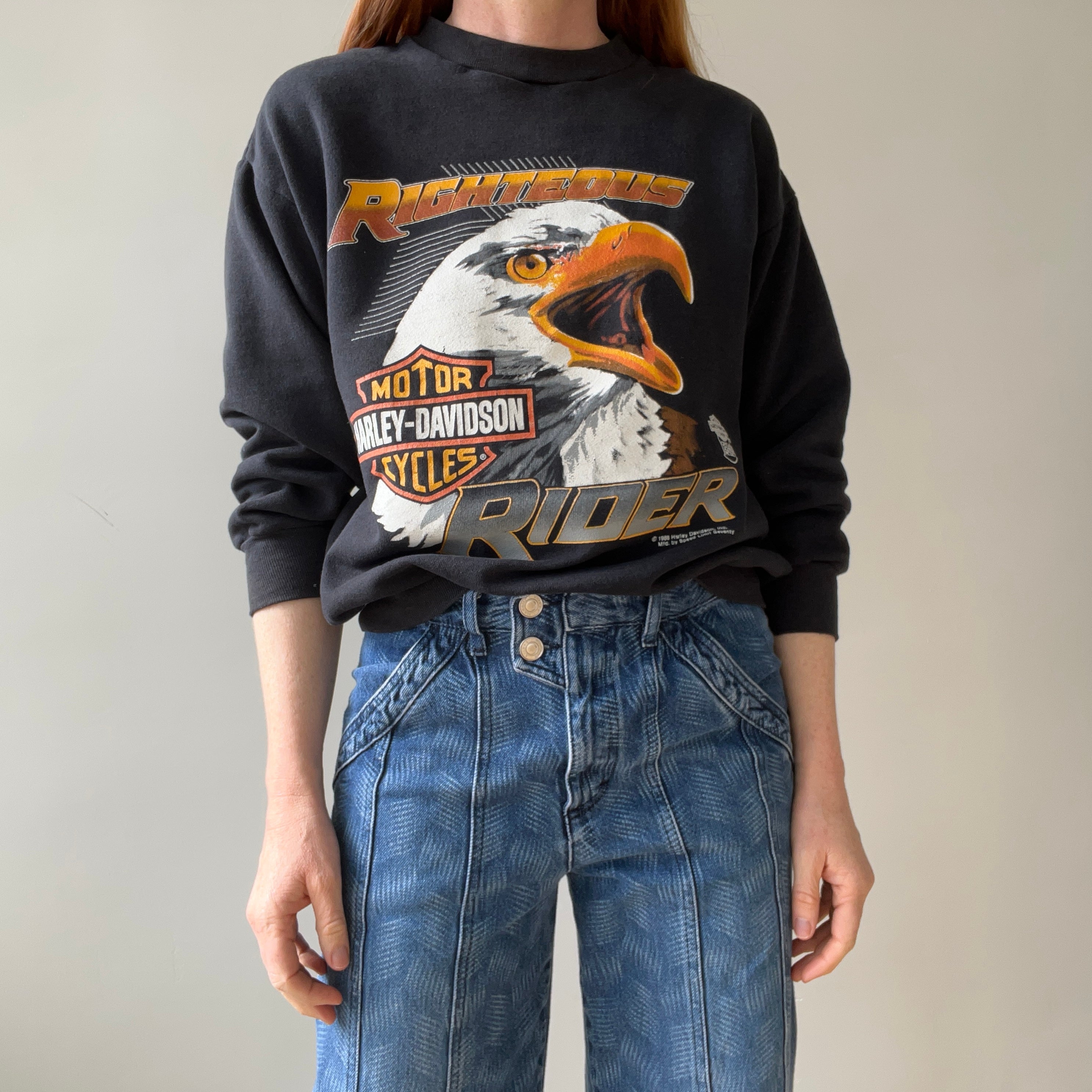 1988 Righteous Harley Eagle Sweatshirt - Collectible