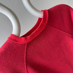 1970s Contrast Collar Red Raglan Sweatshirt - Collectible