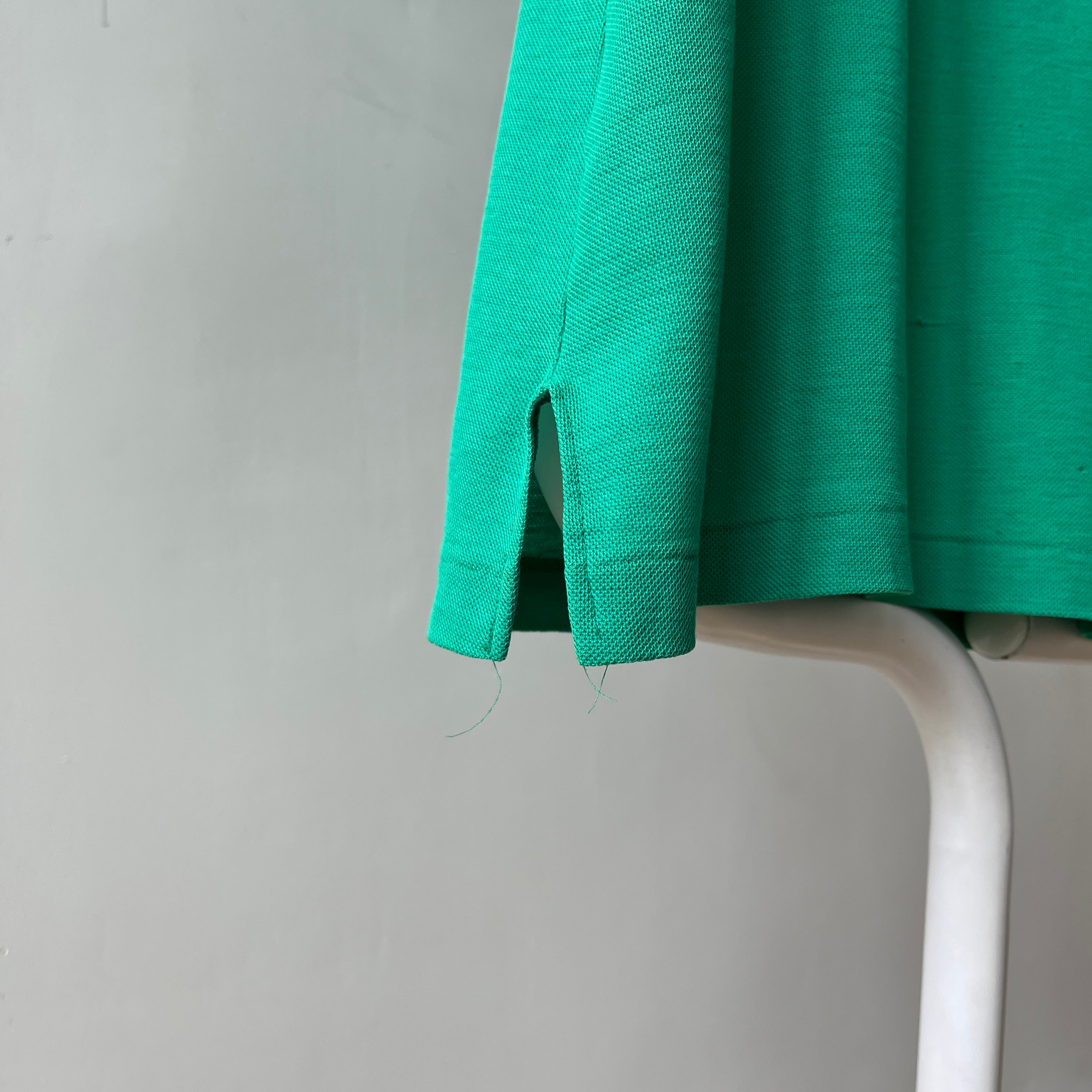 1970s/80s Blank Green Polo Style T Shirt - (Button Replaced)