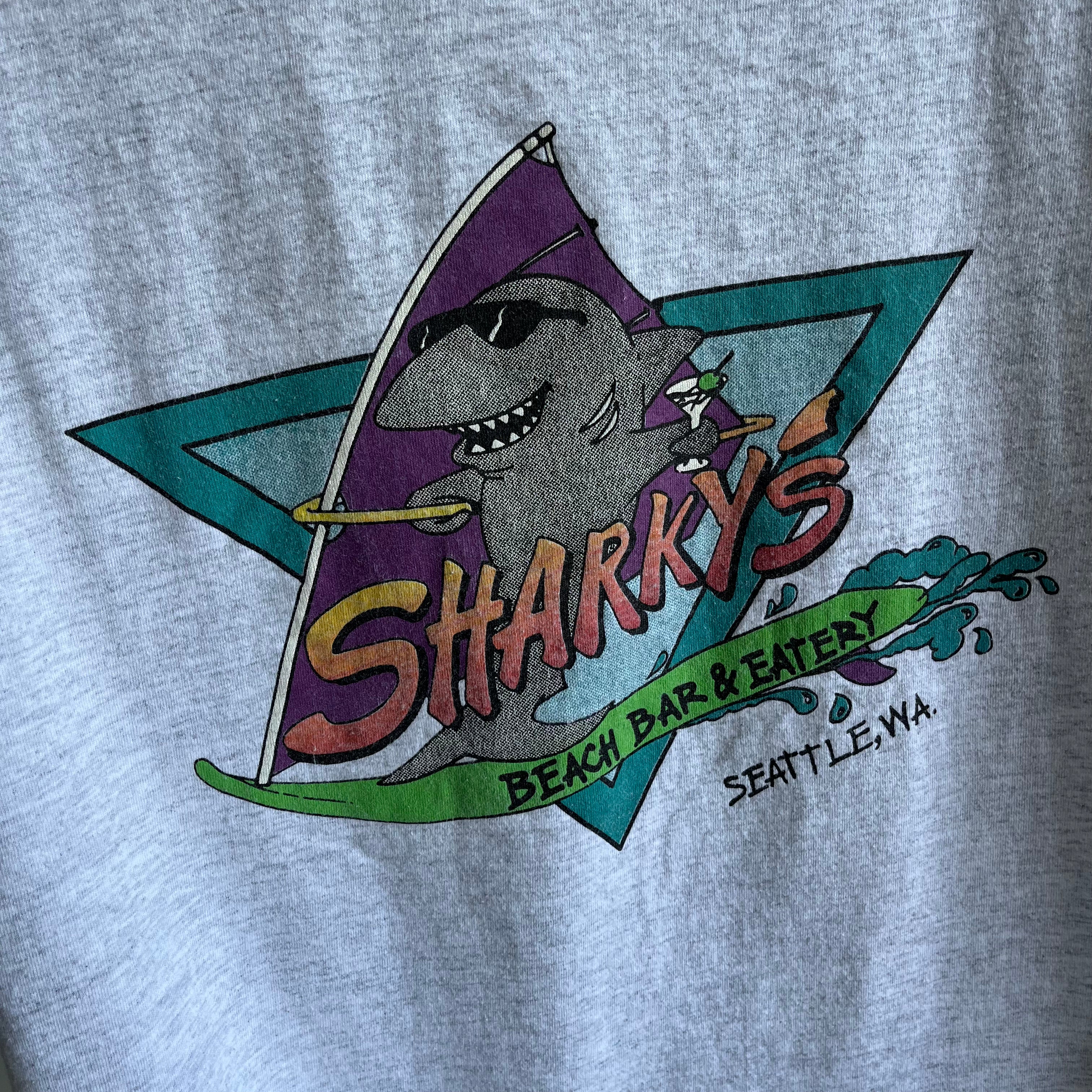 1990s Sharky's Seattle, WA DIY Crop T-Shirt - Back Side