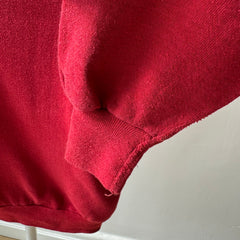 1970s Contrast Collar Red Raglan Sweatshirt - Collectible