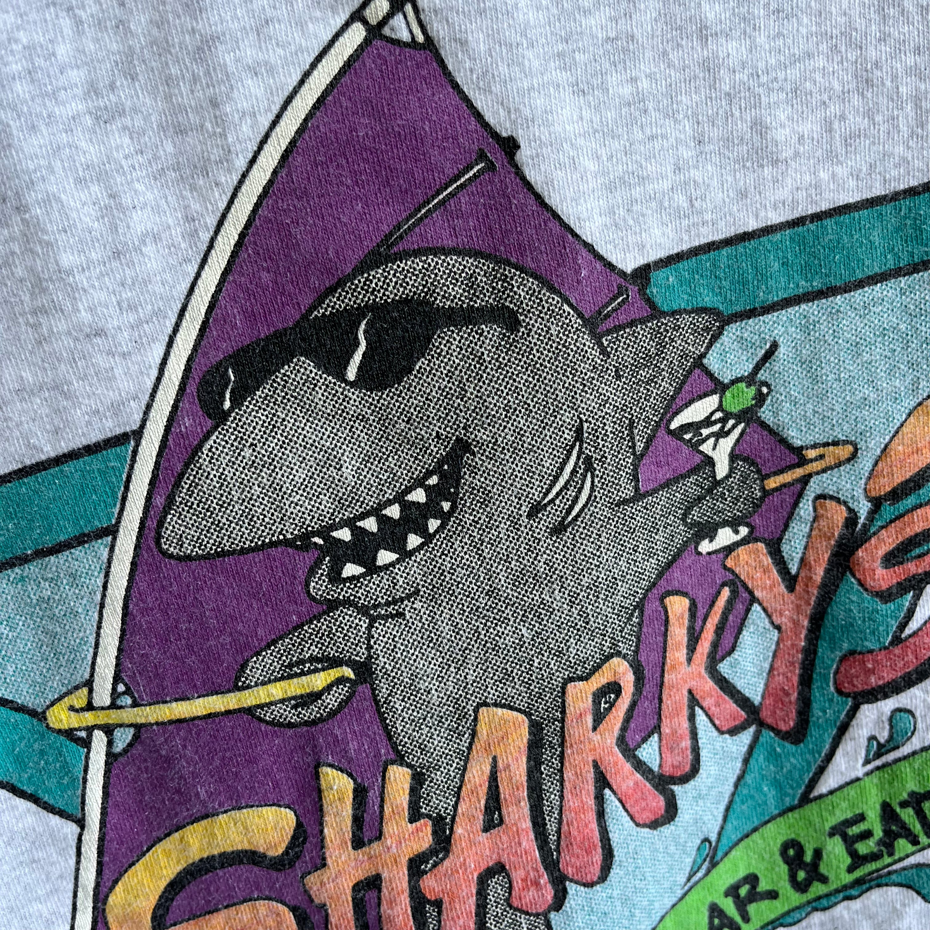 1990s Sharky's Seattle, WA DIY Crop T-Shirt - Back Side