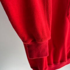 1980s Poppy Red Super Soft and Long Pocket Sweatshirt