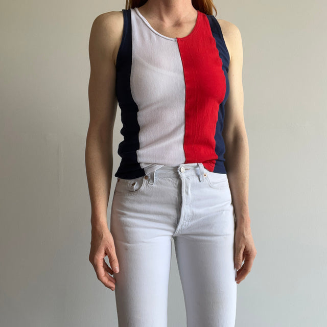 1990/2000s Red White and Blue Fitted Tank Top