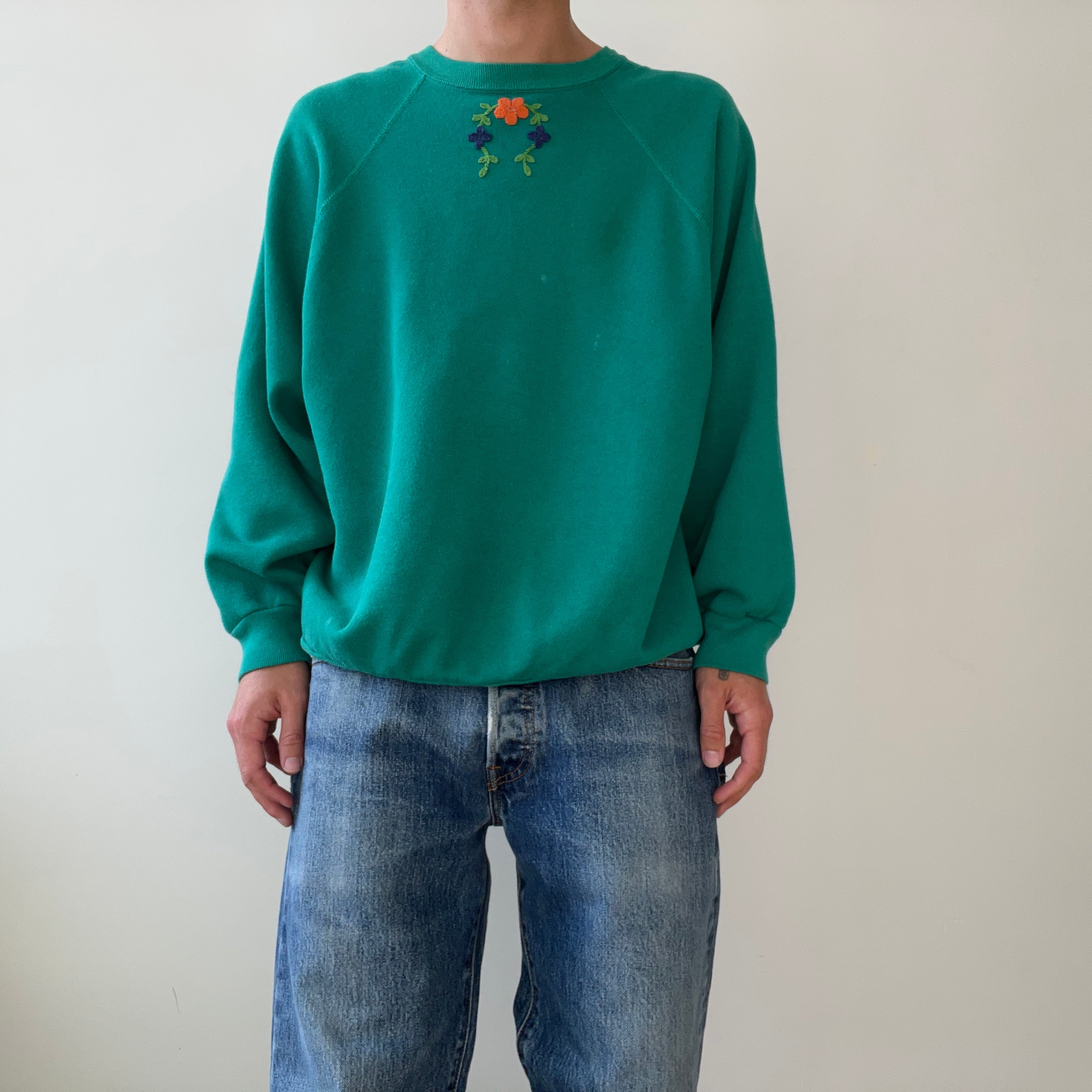 1980s Floral Embroidered Sweatshirt - Very DIY Martha Stewart