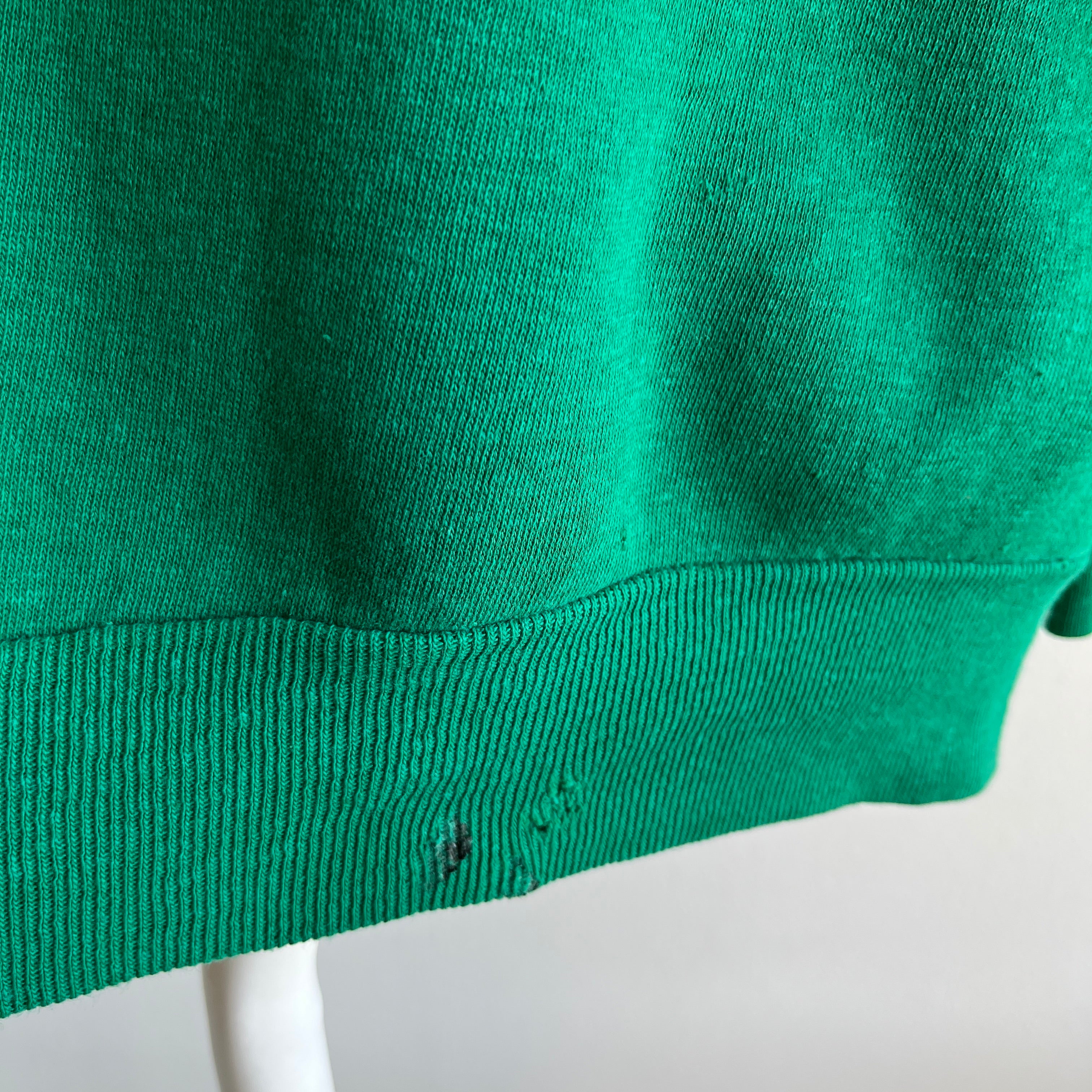 1970s Kelly Green Super Soft and Slouchy Raglan with Contrast Stitching