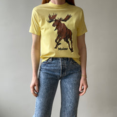 1980s Yellow Maine Moose T Shirt