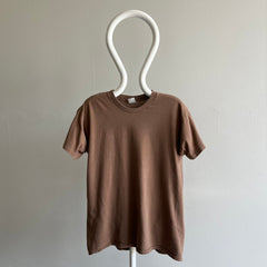 1980s Blank Flat White Coffee Colored T-Shirt