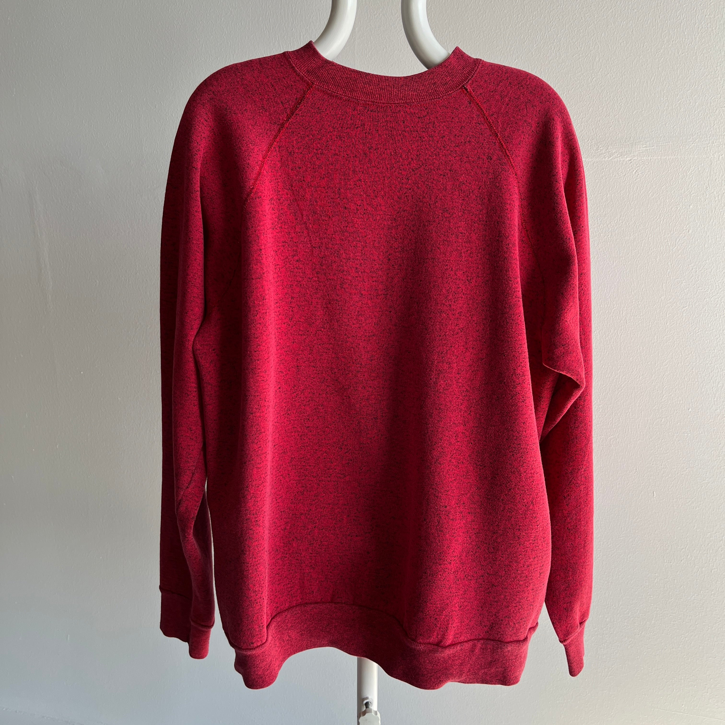 1980s Red and Black Speckled Sweatshirt