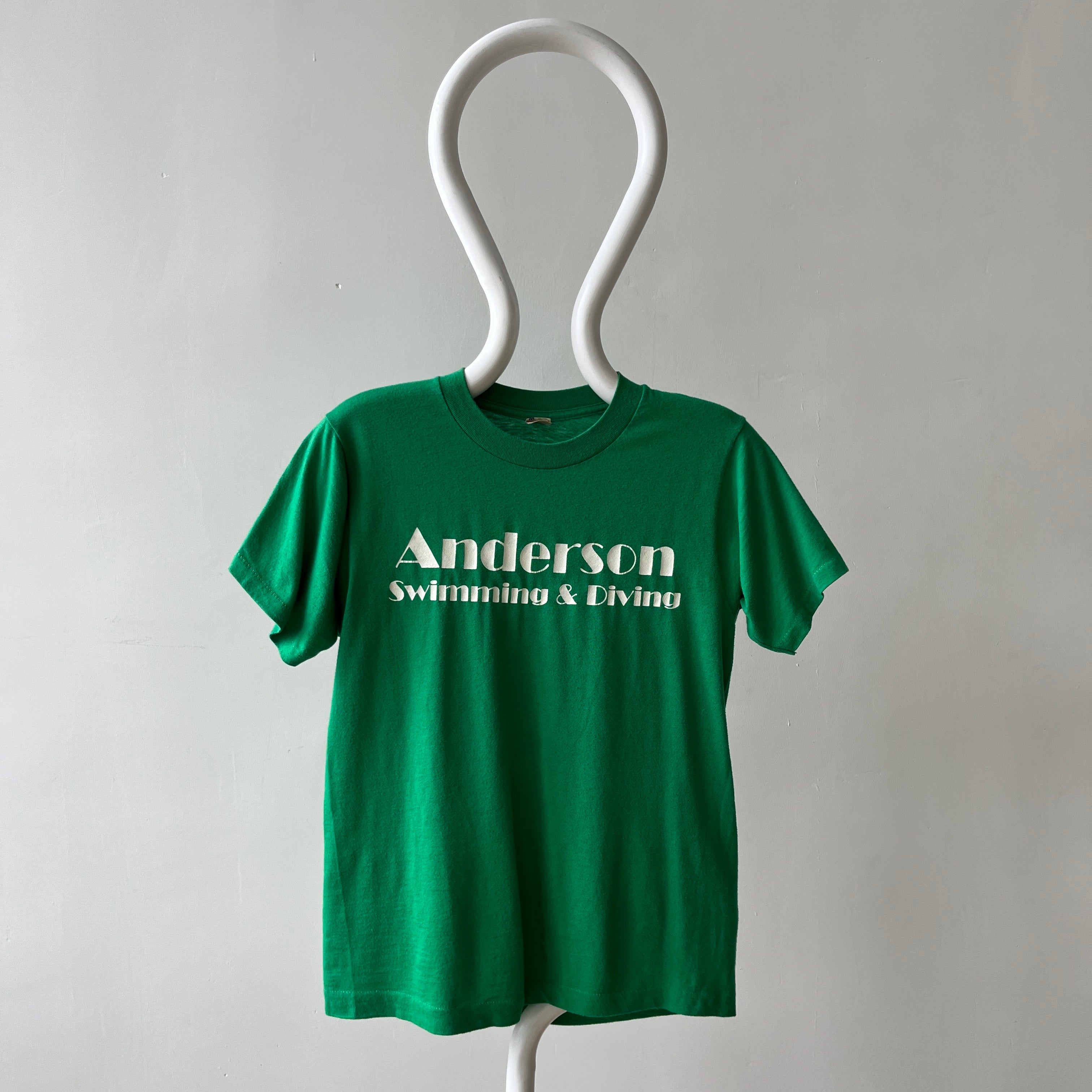 1970s/80s Green Anderson Swimming And Diving T Shirt - The Backside!!