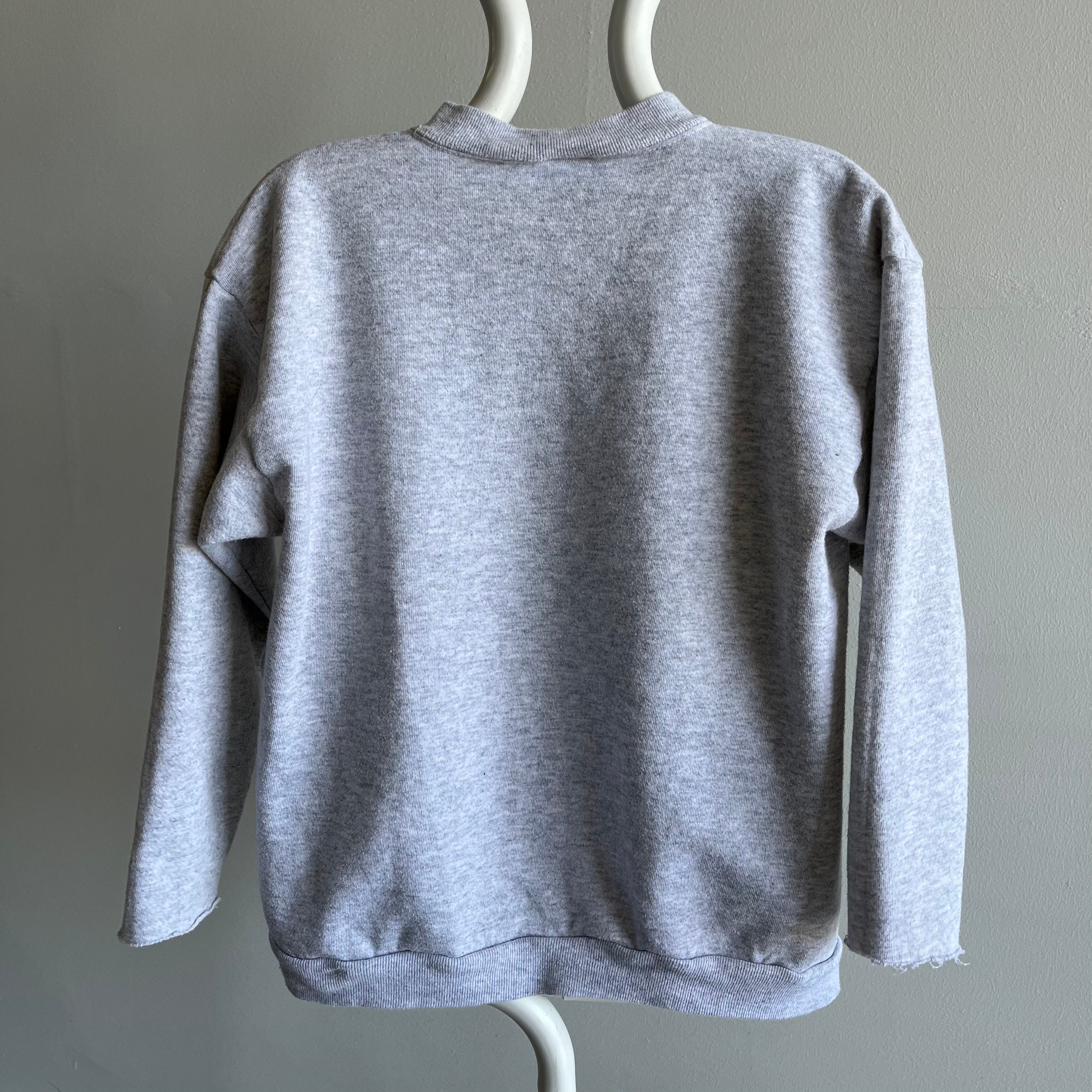 1980s Blank Gray Sweatshirt with the Cuffs Cut Off by Tultex