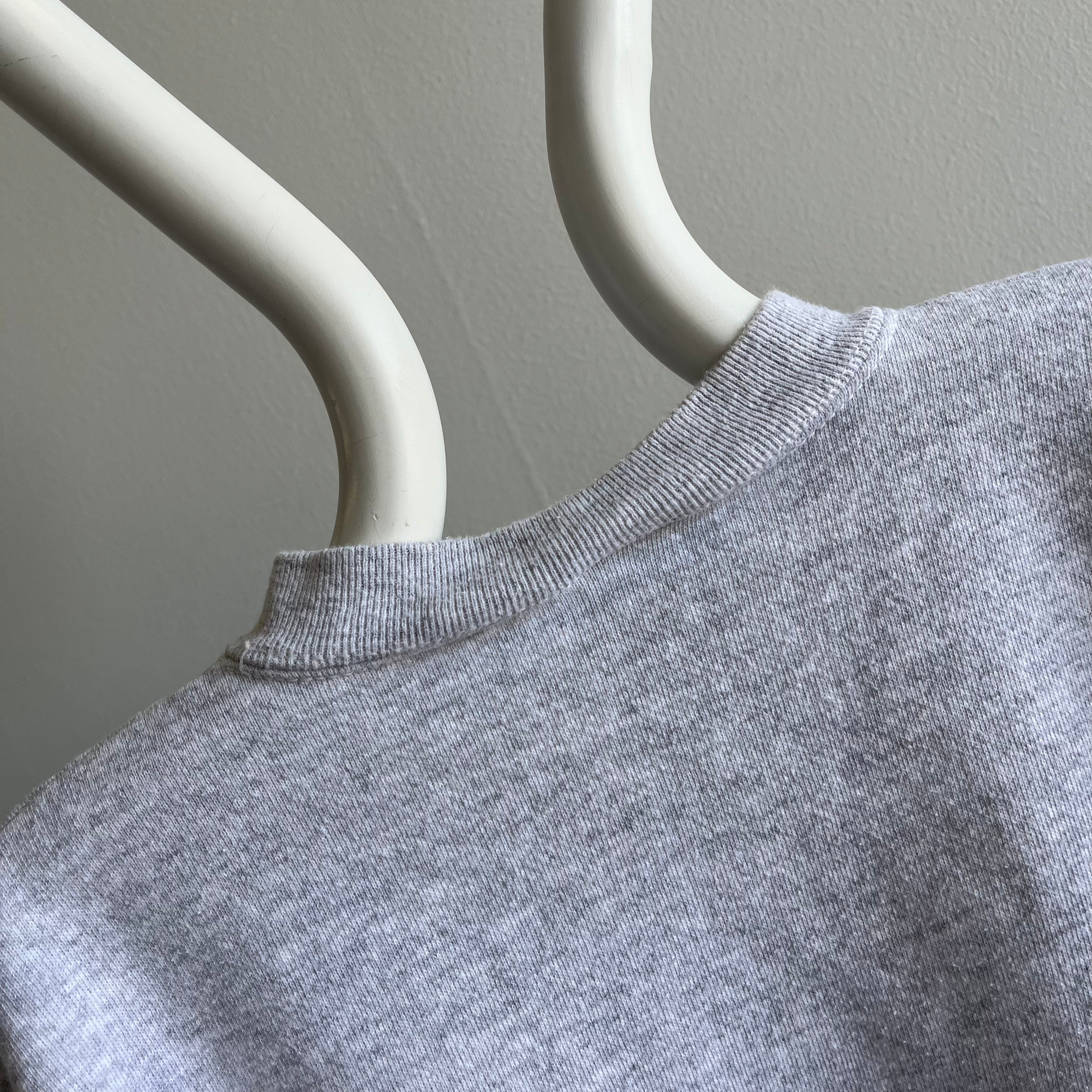 1980s Blank Gray Sweatshirt with the Cuffs Cut Off by Tultex