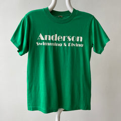 1970s/80s Green Anderson Swimming And Diving T Shirt - The Backside!!
