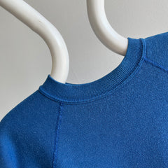 1970/80s Blank Blue Raglan - Great Shorter Fit