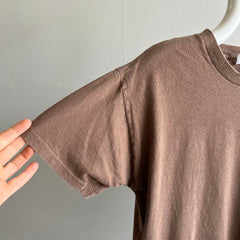 1980s Blank Flat White Coffee Colored T-Shirt