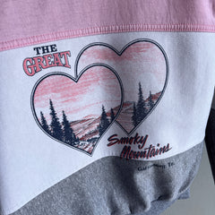 1980s Great Smokey Mountains Color Block Sweatshirt - Gatlinburg, Tn.