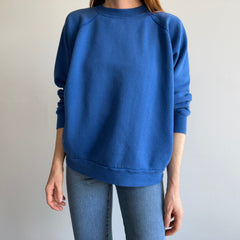 1980s Blank Blue Raglan - Soft and Wonderful