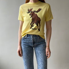 1980s Yellow Maine Moose T Shirt