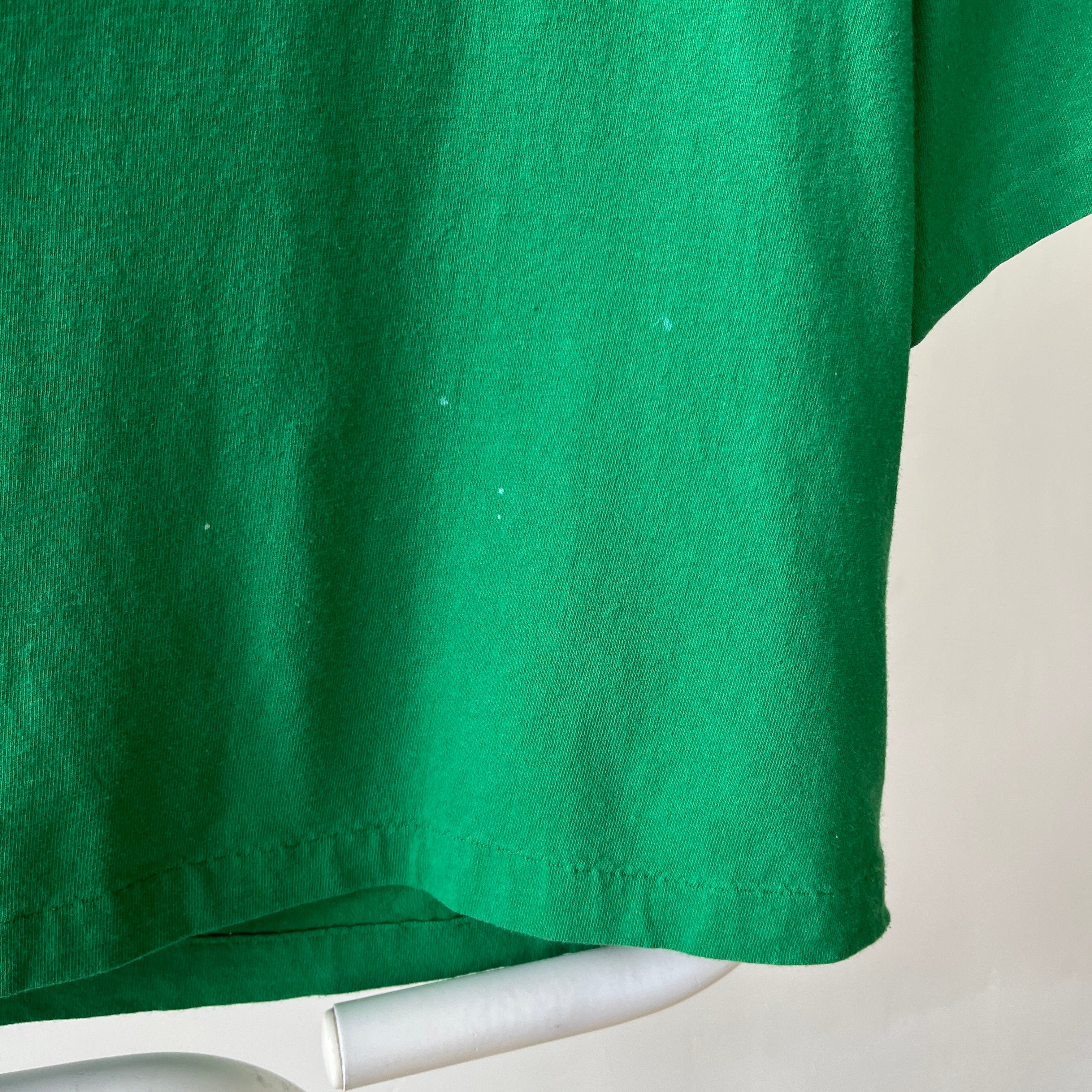 1990s Boxy Blank Green Cropped T Shirt