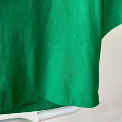 1990s Boxy Blank Green Cropped T Shirt