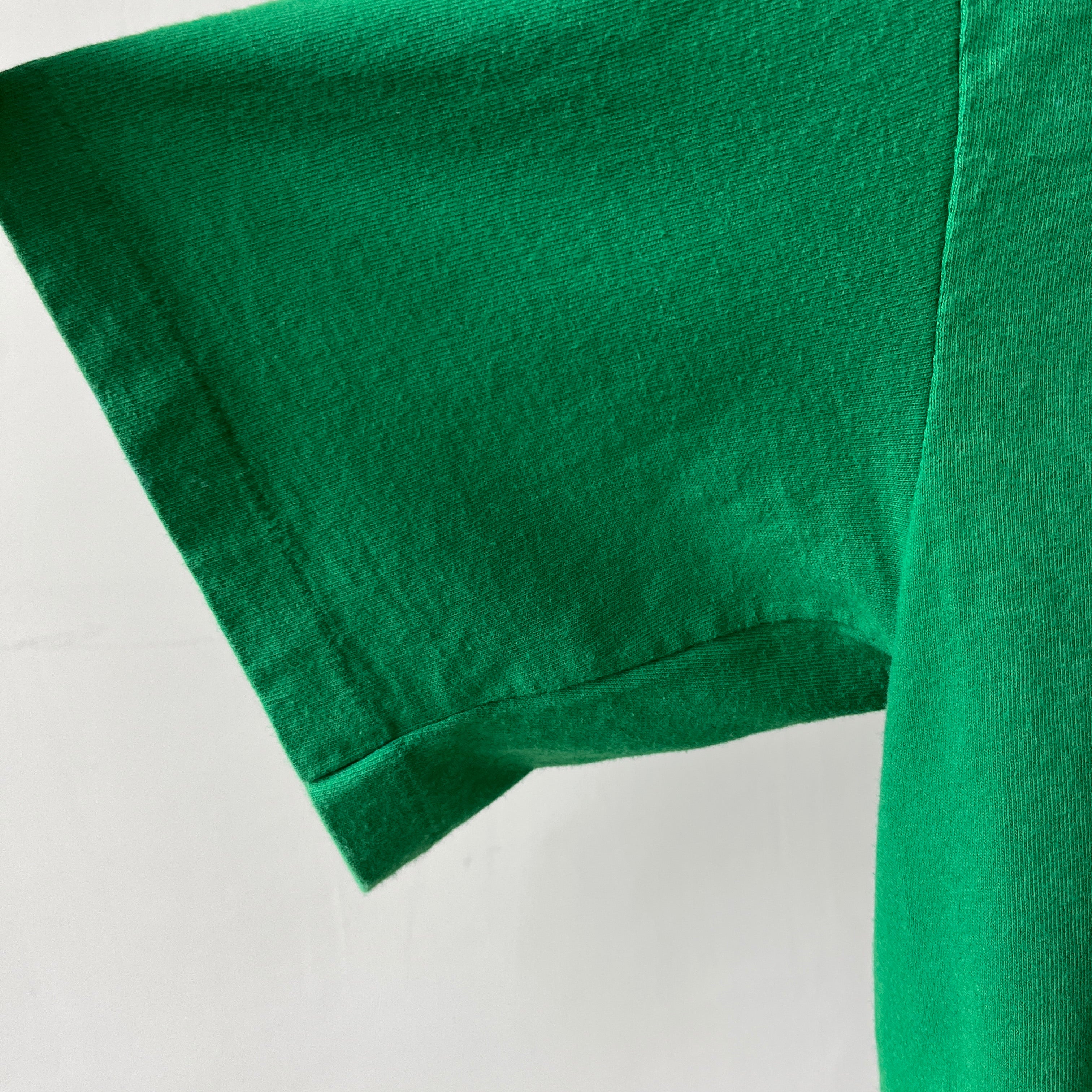 1990s Boxy Blank Green Cropped T Shirt