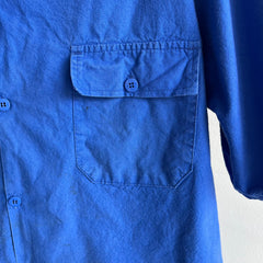 1980s French Workwear Blue Chore Shortsleeve Blouse - THIS!