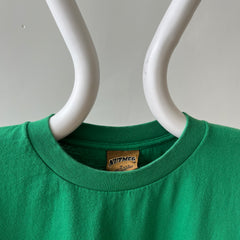 1990s Boxy Blank Green Cropped T Shirt