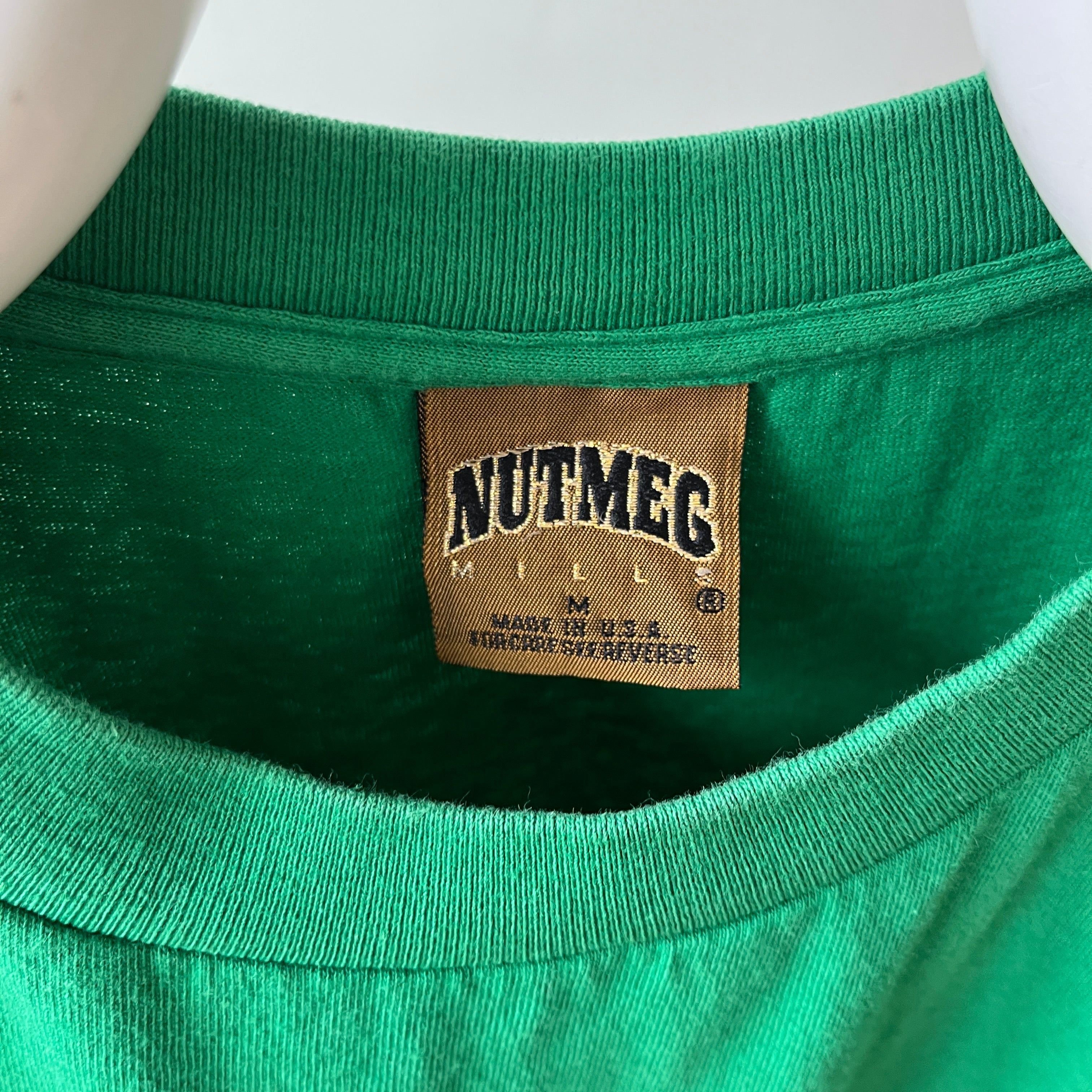 1990s Boxy Blank Green Cropped T Shirt