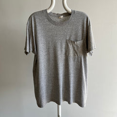 1980s Blank Gray FOTL Selvedge Pocket Soft and SLouchy T-Shirt