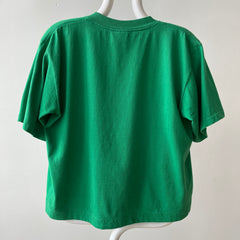 1990s Boxy Blank Green Cropped T Shirt