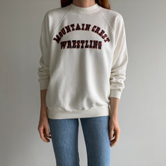 1980s Buttery Soft and Stained Mountain Crest Wrestling Sweatshirt