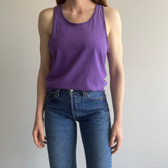 1980s Perfectly Purple Cotton Worn and Stained Tank Top