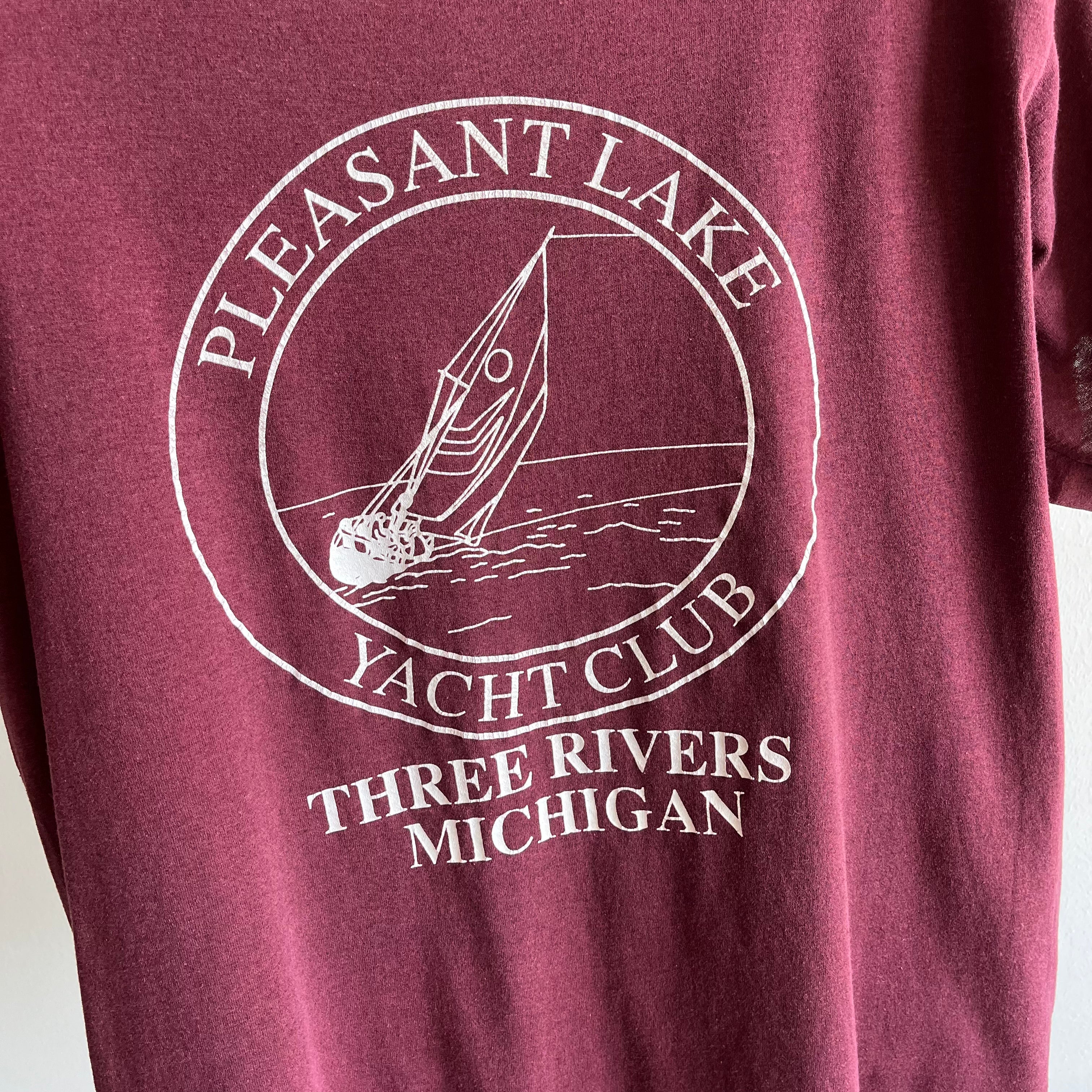 1980s Pleasant Lake Yacht Club, Three Rivers Michigan T-Shirt