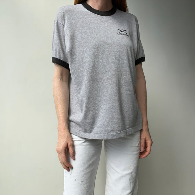 1970/80s Umpire Thinned Out Soft and Slouchy Ring T-Shirt