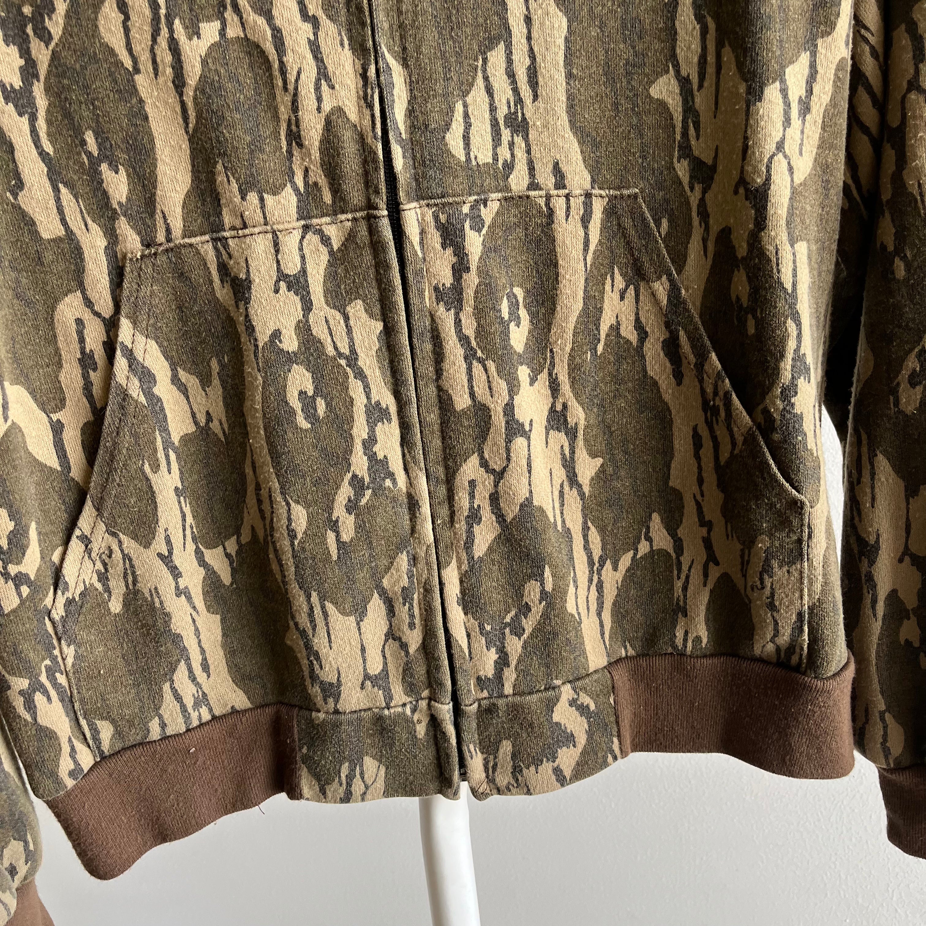 1980s Muleskins Camo Zip Up Hoodie