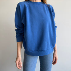 1980s Blank Blue Raglan - Soft and Wonderful