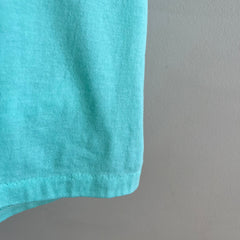 1980s Sea Foam Blue/Green Blank 50/50 T-Shirt with Fold Fades