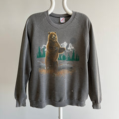 1980s Paint Stained and Faded Bear Sweatshirt - !!!!