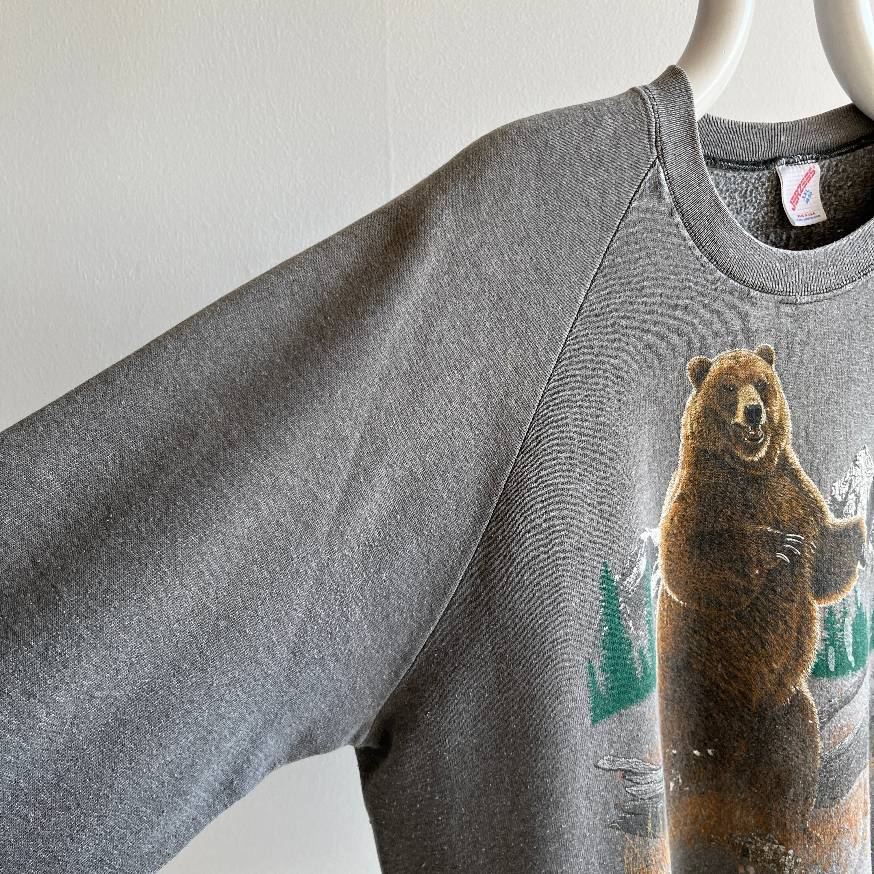 1980s Paint Stained and Faded Bear Sweatshirt - !!!!