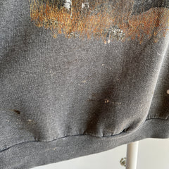 1980s Paint Stained and Faded Bear Sweatshirt - !!!!