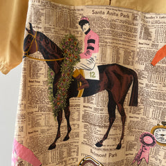 1940s/50s All Over Print Horse Jockey Loop Collar Shirt TINA COLLECTION