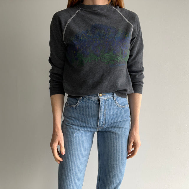 1980s Re Dyed Iris Front and Back Sweatshirt