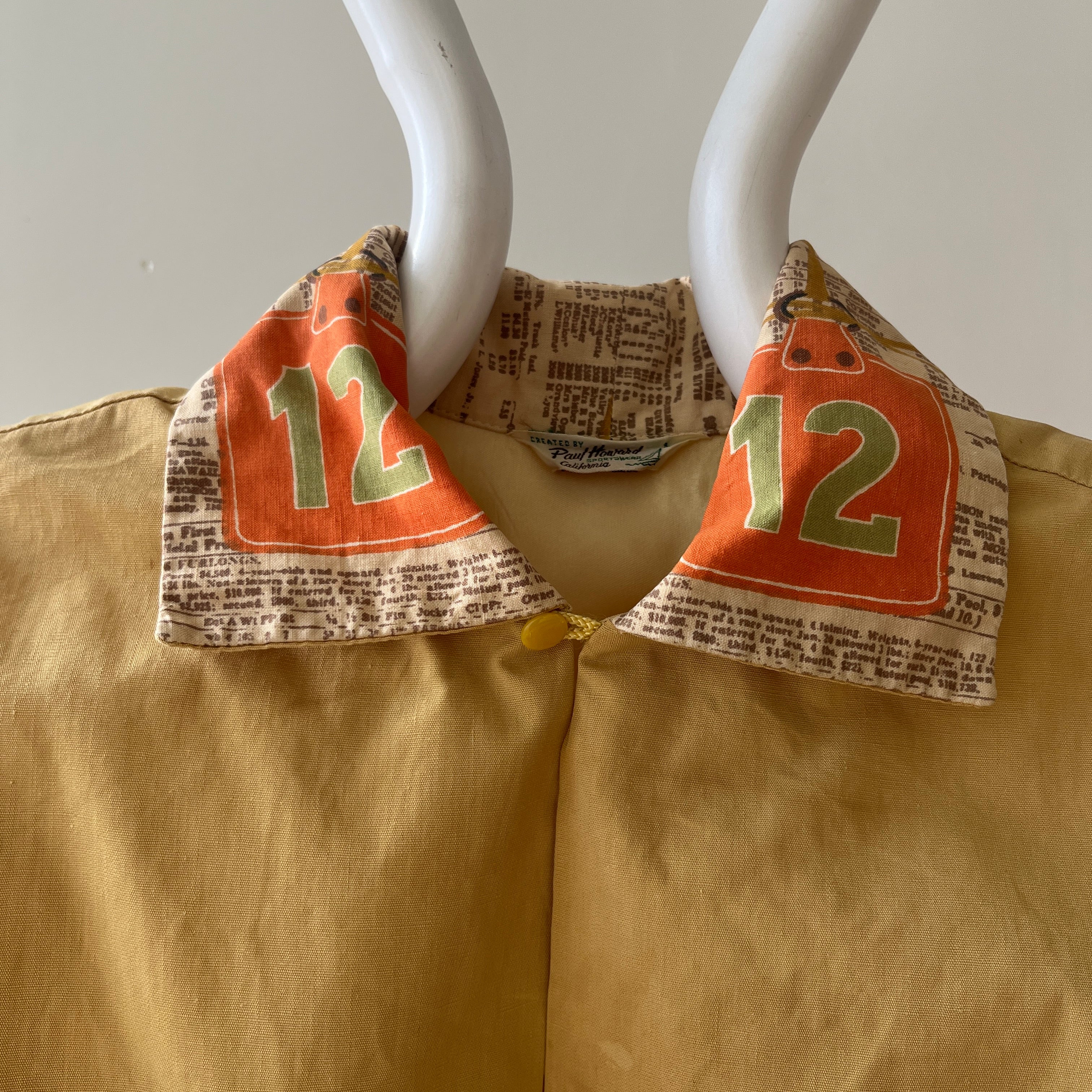 1940s/50s All Over Print Horse Jockey Loop Collar Shirt TINA COLLECTION