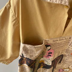 1940s/50s All Over Print Horse Jockey Loop Collar Shirt TINA COLLECTION